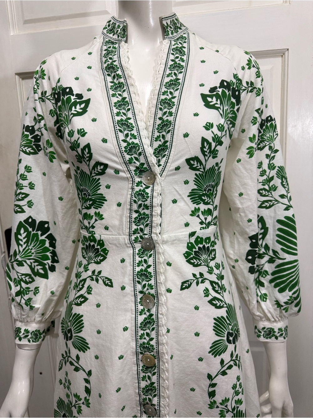 Farm Rio Forest Soul Green Floral Embroidered Maxi Long Sleeve Dress Size XS - Picture 14 of 14